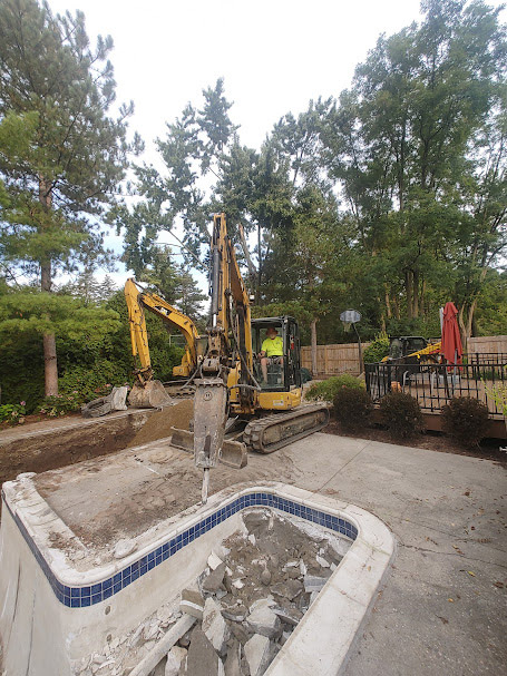 Pool Installation Dig Out With a Crane