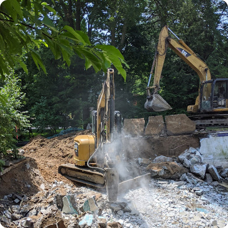 Pool Installation Dig Out With a Crane